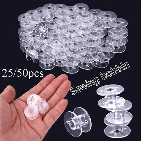 25pcs Plastic Clear Home Thread String Empty Bobbin Spools For Sewing Machine