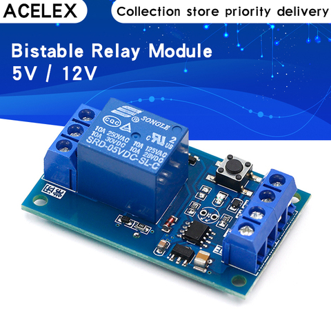 5V/12V/24V Single Bond Button Bistable Relay Module Modified Car Start and Stop Self-Locking Switch One Key ► Photo 1/6