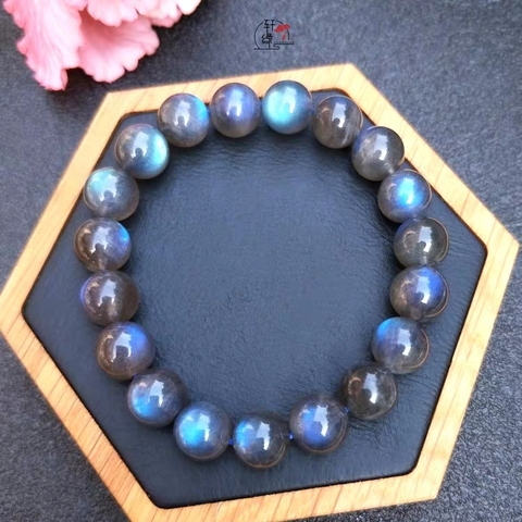 100% Natural Blue Light Labradorite Crystal Round Beads Bracelet Women 7mm 8mm 9mm 10mm 11mm Grey Moonstone Stone AAAAA ► Photo 1/6