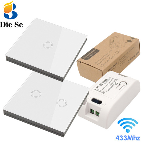 Diese Smart Home Control Wireless Touch Light Switch rf 86 Wall Panel Touch ON/OFF Switch,AC 110V 220V 10A Receiver for Lamp LED ► Photo 1/6