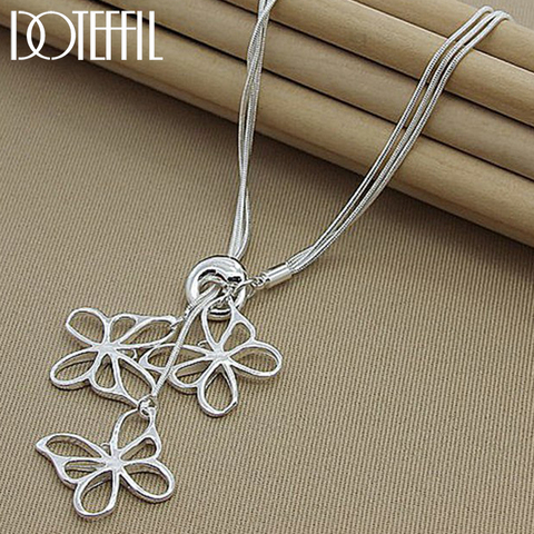 DOTEFFIL 925 Sterling Silver Three Snake Chain Butterfly Necklace For Women Wedding Engagement Fashion Jewelry ► Photo 1/6