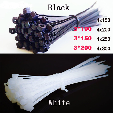 Plastic Nylon Wire Cable Zip Ties Self-Locking cable ties 100pcs Black white Cable Ties Fasten Loop tie Organiser Fasten Cable ► Photo 1/6