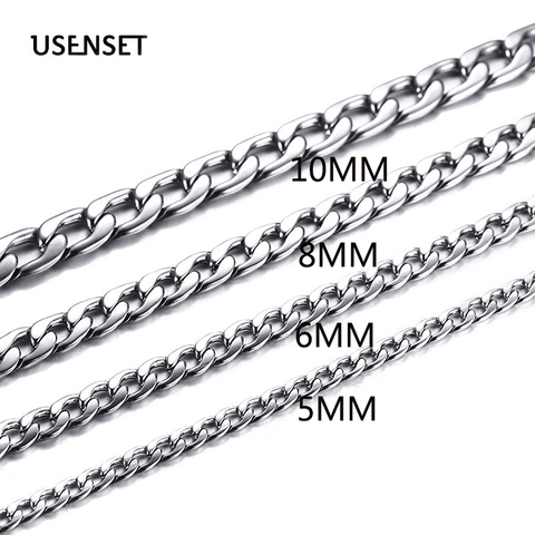 Cuban Link Chains Necklaces  Miami Gold Silver Color 5MM 6MM 8MM 10MM Stainless Steel Jewelry Jewelry 35CM-70CM ► Photo 1/6