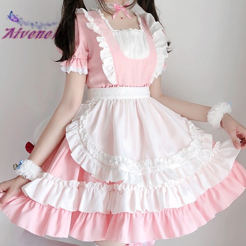 Sweet Lolita OP Maid Dress Pink  Soft Girl Women Princess Dresses Kawaii cosplay Costume  AFC886 ► Photo 1/6