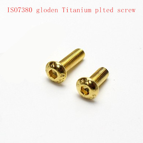 10Pcs ISO7380  M2 M2.5 M3 M4 M5 Round button Head Plating Titanium Gold Hex Socket Screw Length 5-30mm ► Photo 1/3