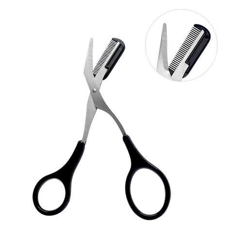 1pcs Eyebrow Trimmer Scissors  Comb Eyelash Hair Scissors Clips Shaping Eyebrow Razor Grooming wenkbrauw trimmer 5 Color ► Photo 1/6