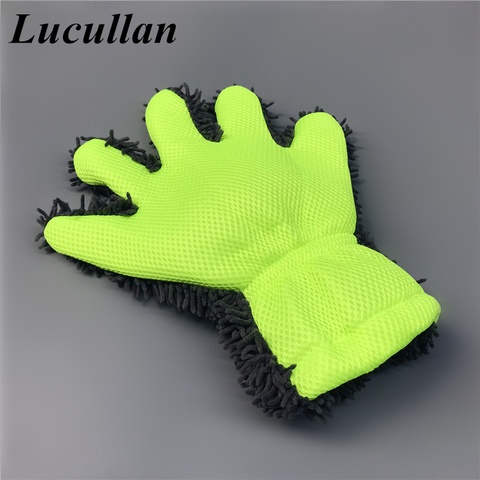 Lucullan 2 IN 1 Microfiber Chenille Car Wash Glove Auto Detailing Tools Premium Car Wash Cleaner Mitt ► Photo 1/6