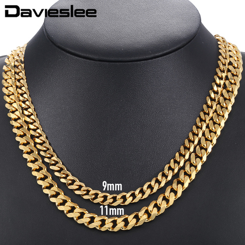 9/11mm Stainless Steel Cuban Chain Necklace For Men Women Gold Black Silver Color Curb link Jewelry Length DKNM08 ► Photo 1/5