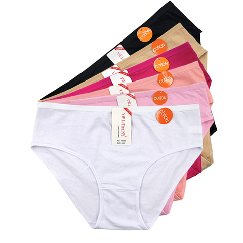 5pcs Plus Size Cotton Women Panties Highwaist XL-XXXL Sexy Women Underwear Solid Cotton Briefs ► Photo 1/6