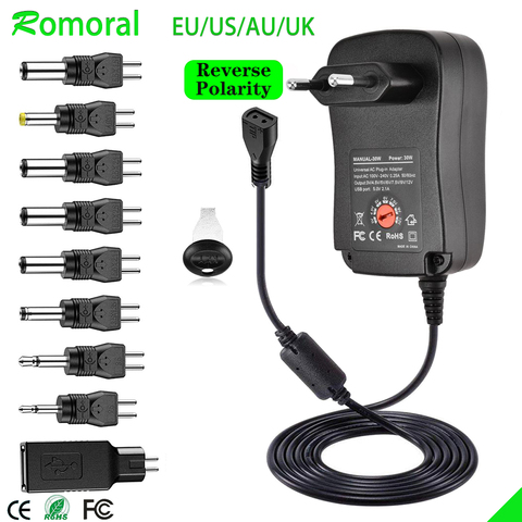 30W Universal AC Adapter Reversible Polarity Multi Voltage DC Power Supply for LCD LED Light Strip Router HUB Speaker ► Photo 1/6