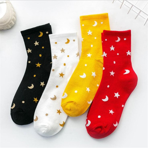 Harajuku Planet Point Yarn Funny Socks Japanese Creative Moon Stars Socks Women Warm Cute Novelty Femme Sokken Female Meias ► Photo 1/6