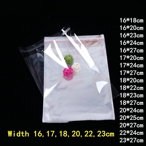 100pcs 16/17/18/20/22/23cm Plastic Transparent Bags Opp Bag Clothing Packing Storage Toy Gift Bag Multiple Size Self Adhesive ► Photo 1/6