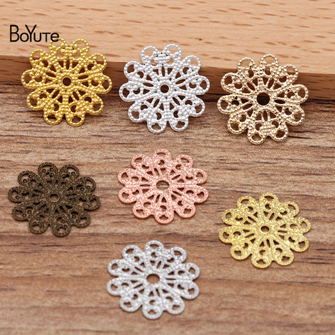 BoYuTe 100 Pcs 17MM European Charms Metal Brass Filigree Flower DIY Charms for Jewelry Making ► Photo 1/5