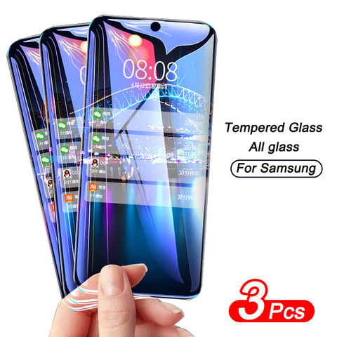 3PCS Full Cover Protective Glass On For Samsung Galaxy A20 A50 A20E A50S A51 A71 Screen Protector A70 A10 A30S A40 A60 A80 Glass ► Photo 1/6