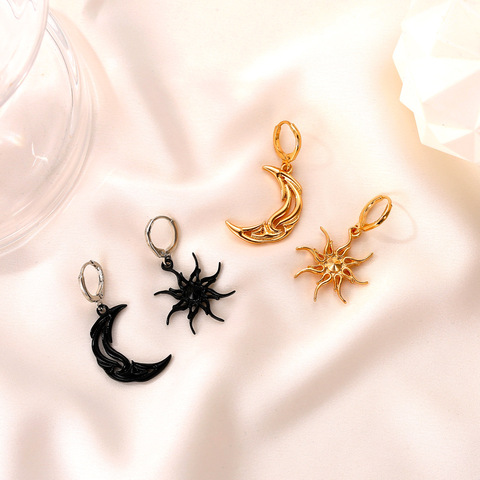 LATS New Sun Moon Dangle Earring Asymmetric Abstract Star Drop Earrings for Women Short Hollow Earings Brincos Fashion Jewelry ► Photo 1/6