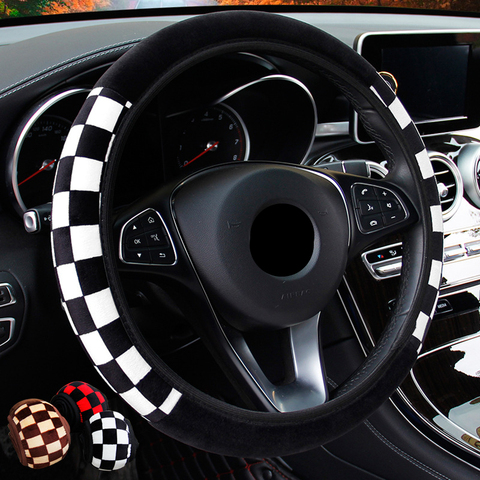 Plush Car Decoration Car Steering Wheel Cover Auto Wheel Cover Auto Steering Wheel 36-38cm Car Interior Accessories    Universal ► Photo 1/6