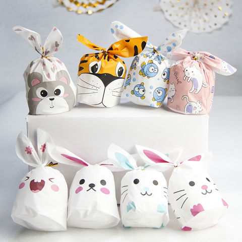 Fanlus 10pcs / Lot Of New Cute Rabbit Ear Bag Biscuit Plastic Candy Gift Bag And Dessert Baking Activity Party Decorate Supplies ► Photo 1/6