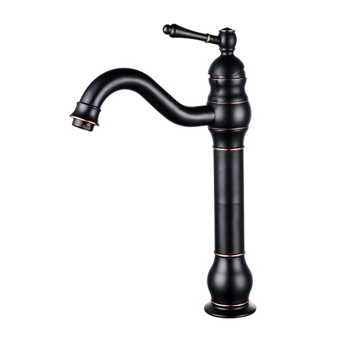 Bathroom Faucet Antique Black Bronze Finish Brass Basin Sink Faucet Single Handle Water Taps Water Mixer Tap ► Photo 1/6