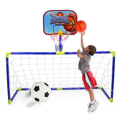 2 In 1 Kids Outdoor Toy Equipment Football Goal Basketball Stands Sports Toys for Kids Children for Children Sports ► Photo 1/6