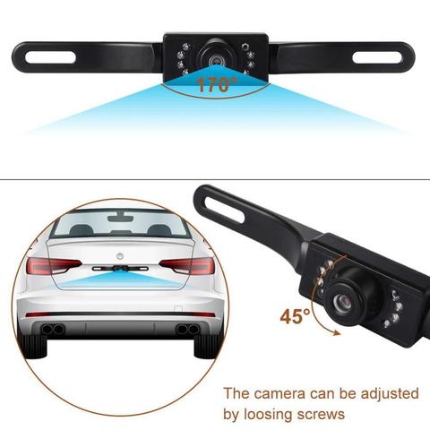 170 Degree License Plate Frame Car Reversing 8 LED Night Vision Rearview Camera Automobile Electric Accessories ► Photo 1/5