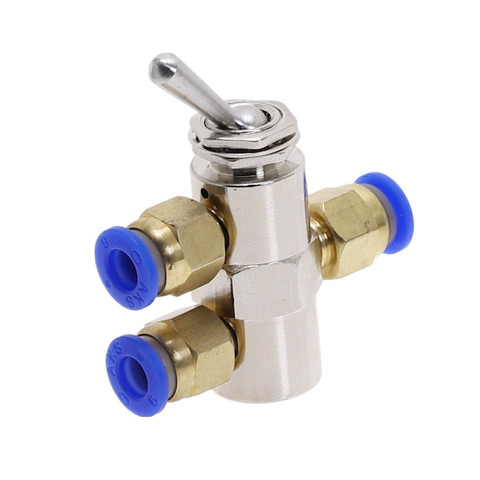 Exhaust valve 2 Position 5 Way Toggles Cylindrical Mechanical Air Pneumatic Valve switch w Fiittings TAC2-4V ► Photo 1/6