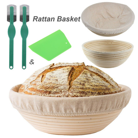 Round Natural Rattan Fermentation Basket Country Bread Baguette Dough Banneton Proofing Proving Baskets with Cloth Cover Bakery ► Photo 1/6