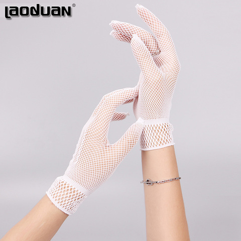1 Pair Hot Sale Fishnet Mesh Glove Fashion Women Lady Girl Glove Protection Lace Elegant Lady Style Gloves Black and White ► Photo 1/6