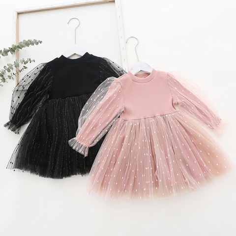 Menoea Baby Girl Cute Costume Fall 2022 Children Girls Mesh Cotton Dress with Long Puff Sleeve Princess Dresses girls dress ► Photo 1/6