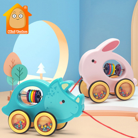 Drag Toddler Toys Baby Pull Rope Cartoon Animal  Trailer Haul Children Learning Line Car Early Educational Toys For Infant Gift ► Photo 1/6