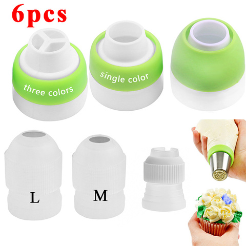 6PCS Icing Piping Bag Russian Nozzle Converter Coupler Cake Cream Pastry Bag Nozzle Adapter For Cupcake Fondant Cookie ► Photo 1/6