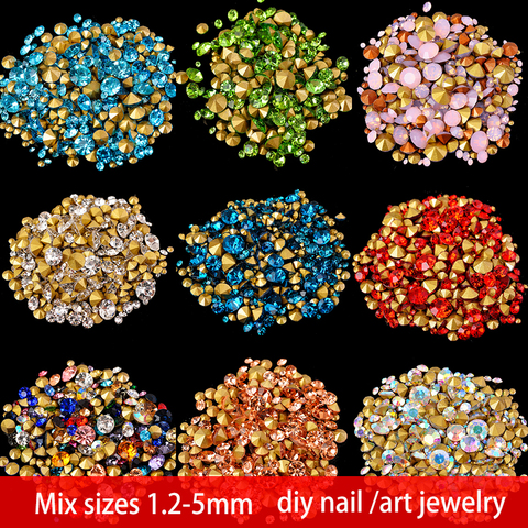 ss2-ss22 mix sizes round glass stone Pointed Back crystal Rhinestone Nail art decorations necklace earring brooch repair jewelry ► Photo 1/6