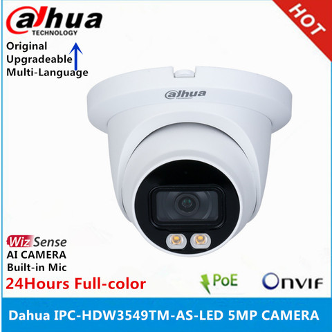 Dahua IPC-HDW3549TM-AS-LED 5MP Built-in Mic WizSense IP Camera 24 Hours Full-color IP67 WDR  Eyeball AI Camera ► Photo 1/3