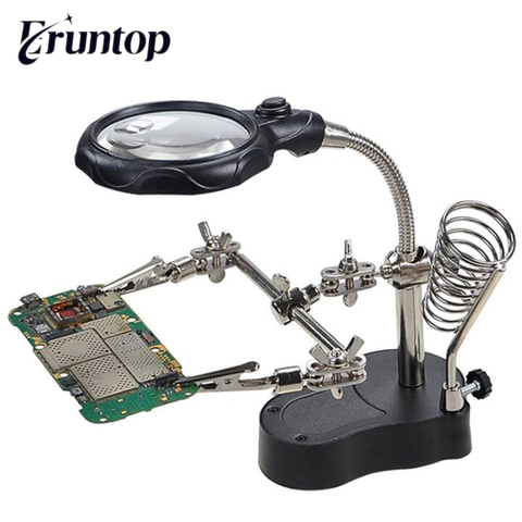 Eruntop MG16126-A LED Clamp Soldering Iron Stand Helping Hands Magnifying Glass Magnifier ► Photo 1/5