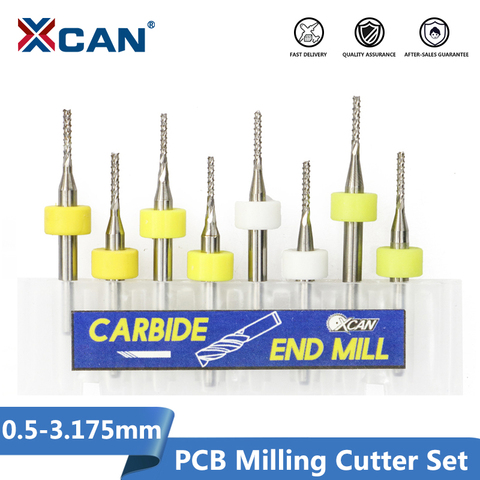 XCAN 10pcs 0.5-3.175nn Carbide PCB Miling Cutting 3.175mm Shank CNC Engraving Machine End Mill ► Photo 1/4