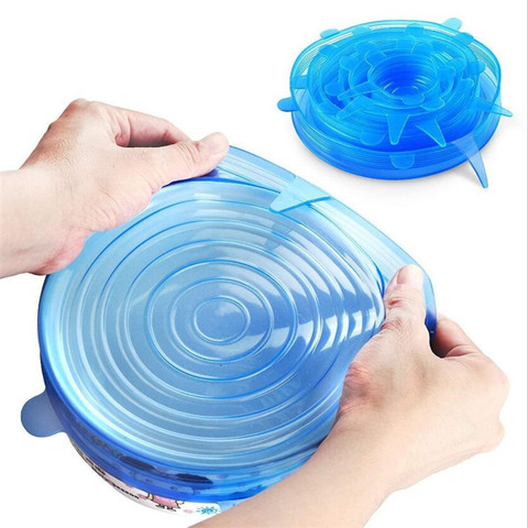 6PCS Silicone Stretch Lids Universal Silicone Food Wrap Bowl Pot Lid Silicone Cover Pan Seal Bowl Cooking Kitchen Accessories ► Photo 1/6