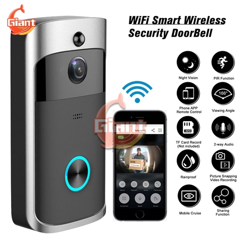 Waterproof Wireless Doorbell Remote Control Smart House Doorbell Wireless Call for Android iOS APP 18650 Battery Night Vision ► Photo 1/6