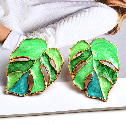 New Leaf Earring Wholesale Metal Oiled Drop Earrings Fine Jewelry Fashion Trend Accessories For Women ► Photo 1/6