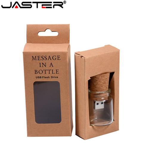 JASTER New personality Drift bottle+paper box Pendrive 4GB 8GB wishing bottle USB flash drive 16GB 32GB 64GB free custom logo ► Photo 1/6