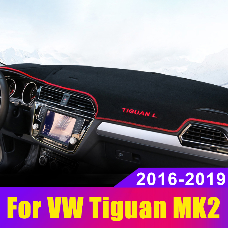 Black Line Maite Fit for Volkswagen VW Tiguan 2009-2017 Car Dashboard Cover Dash Mat with Silicone Non-Slip Bottom Anti-glare 