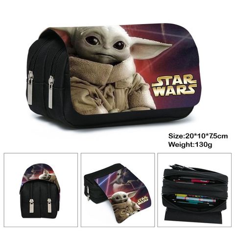 Star Wars Anime Figure Stationery Box Mandalorian Baby Yoda Student School Supplies High Capacity Pen Case kids Cartoon Pen Bag ► Photo 1/6