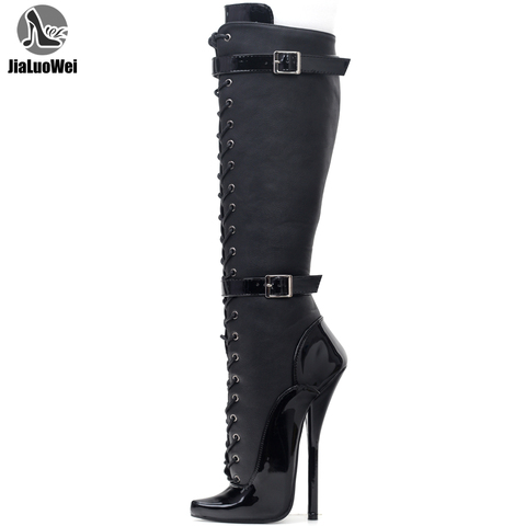 JIALUOWEI Exotic Extreme Fetish lace Up7 inch steel heel PATA ballet knee high boots size 5-15 ► Photo 1/6