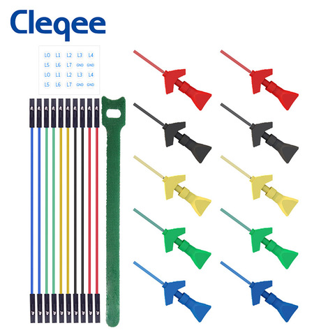 Cleqee SMD IC Logic Analyzer cable Test hooks Probe kit mini Grabber Internal Spring clips Silicone Dupont Lead for oscilloscope ► Photo 1/6