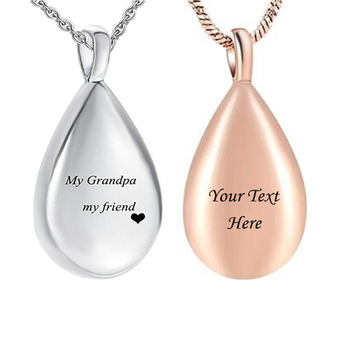 Personalize Carved Teardrop Urn Necklace for Ashes Keepsake Grandma/Grandpa Memorial Jewelry Stainless Steel Necklace pendant ► Photo 1/6