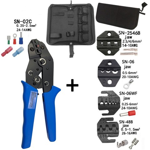 0.25-2.5mm 4 Jaw crimping pliers Kit For Self Adjustable Crimping Hand Pliers Electrical Wire Terminals Crimper Hand Tool Set ► Photo 1/6