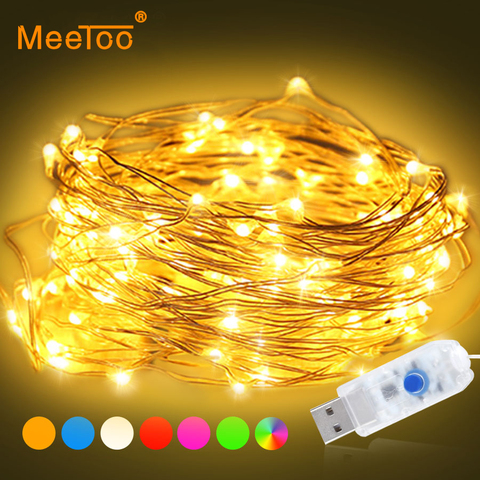 Copper Wire USB LED String Lights Christmas 8 Modes 5M 10M Holiday Light Party Wedding Christmas Decoration Fairy Garland Lights ► Photo 1/1