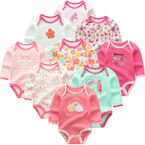 Baby Girl Rompers Cartoon Printing 3Pcs/Set 2022 Winter Cotton Bodysuit Casual Toddler Boys Clothes Unisex Newborn Onesies 0-12M ► Photo 1/6