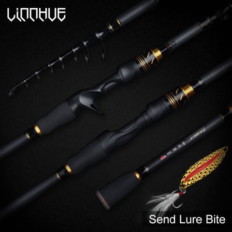 LINNHUE New 1.8m 2.1m Fishing Rod Carbon Spinning Casting Rod Travel Fishing Light Lure 5-35g 8 GR 7 Section Fishing Tackle ► Photo 1/6