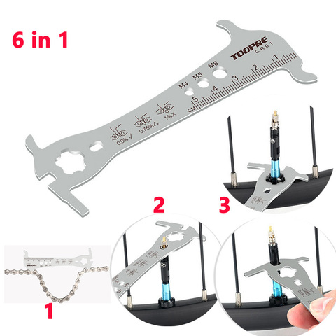 6 in 1 Bike Chain Checker for MTB road bike 8 9 10 11 12 Speed Bicycle Chain Checker Gauge Tool presta valve tool ► Photo 1/6