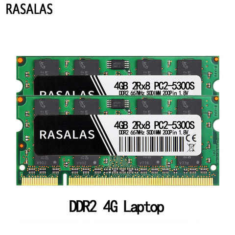 Rasalas Memory RAM DDR2 4G Laptop 5300 6400 667 800Mhz SODIMM 200pin 1.8V PC2 Notebook Memoria RAM for DDR2 Oперативная Nамять ► Photo 1/6