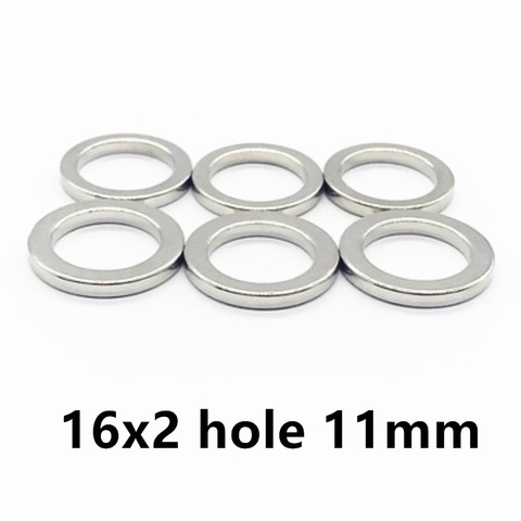 10 20 50pcs/lot Ring N35 Strong NdFeB magnet 16*2  Hole 11 Permanent Neodymium magnet 16x2 for speaker 16x2-11 ► Photo 1/1